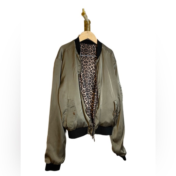 Green Cheetah Bomber Jacket Size S - Picture 4 of 4